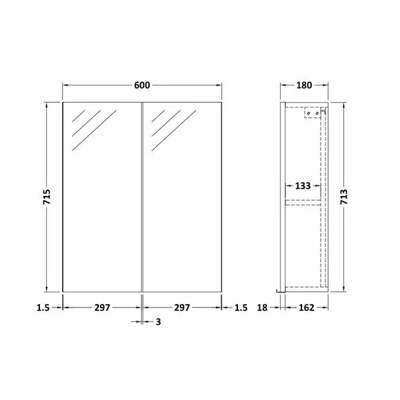 Mirror Cabinet with Soft Close - Anthracite