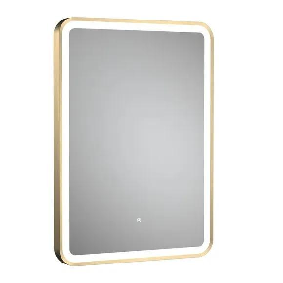 Rectangle LED Wall Mirror with Touch - Brass