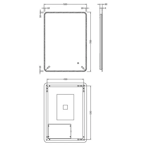 Rectangle LED Wall Mirror with Touch - Silver
