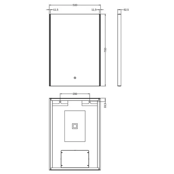 Rectangle LED Wall Mirror with Touch - Silver