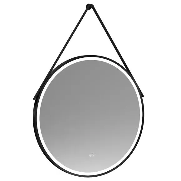 Round LED Wall Mirror with Touch - Black