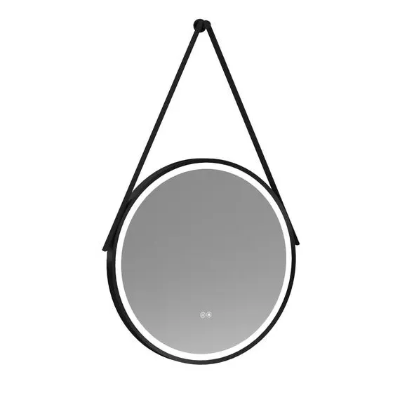 Round LED Wall Mirror with Touch - Black