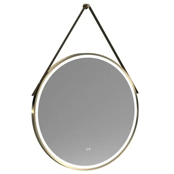 Round LED Wall Mirror with Touch - Brass