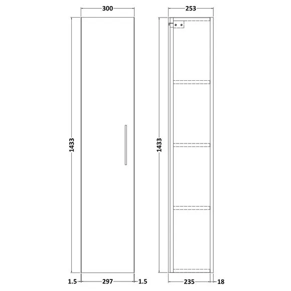 Tall Storage Unit Wall Mounted - Charcoal