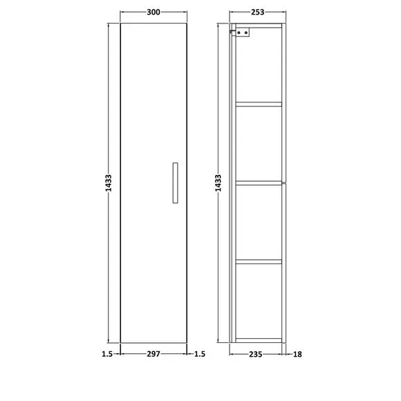 Tall Storage Unit Wall Mounted - Satin Grey
