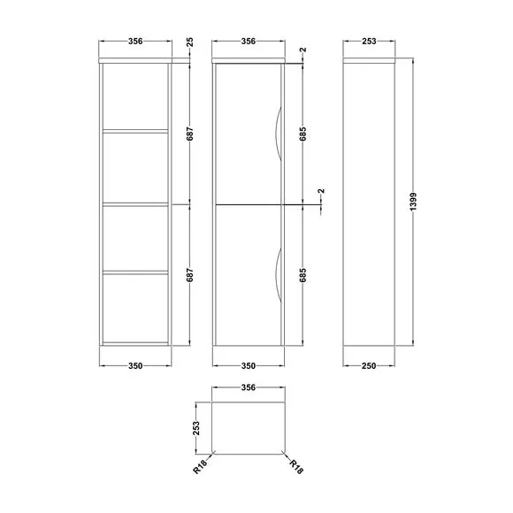 Tall Wall Storage Unit - Gloss White