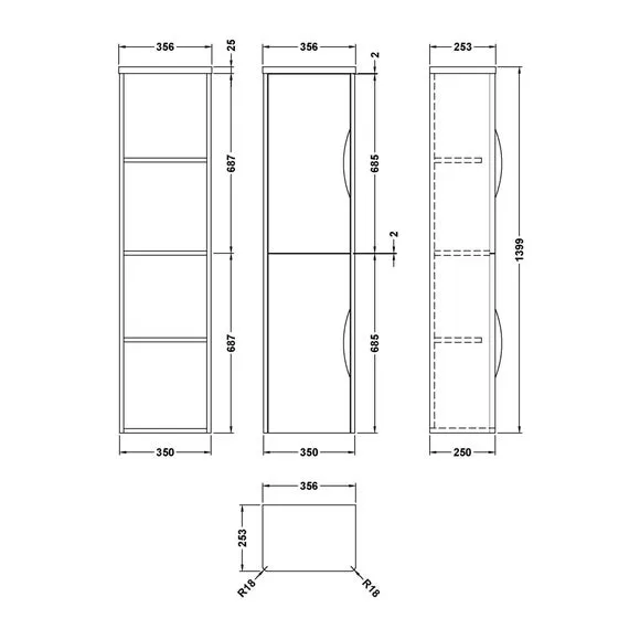 Tall Wall Storage Unit - Soft Black