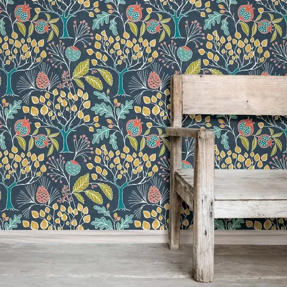 Self-Adhesive Wallpaper Floral - Navy