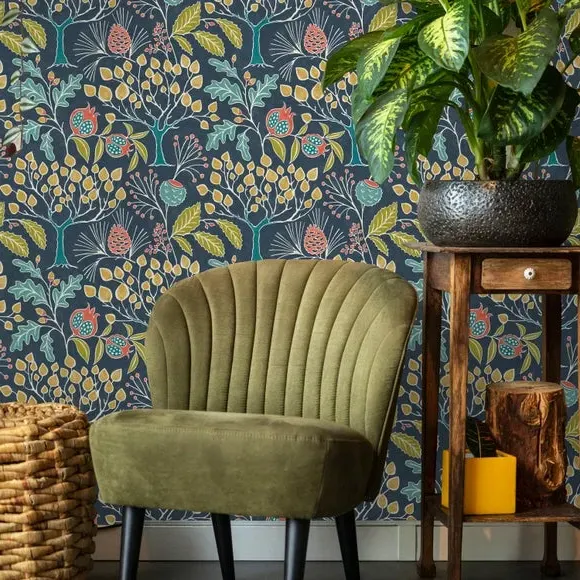 Self-Adhesive Wallpaper Floral - Navy
