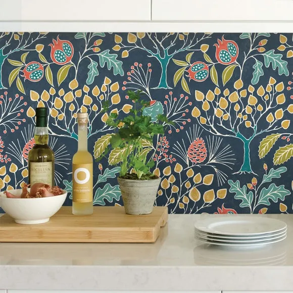 Self-Adhesive Wallpaper Floral - Navy