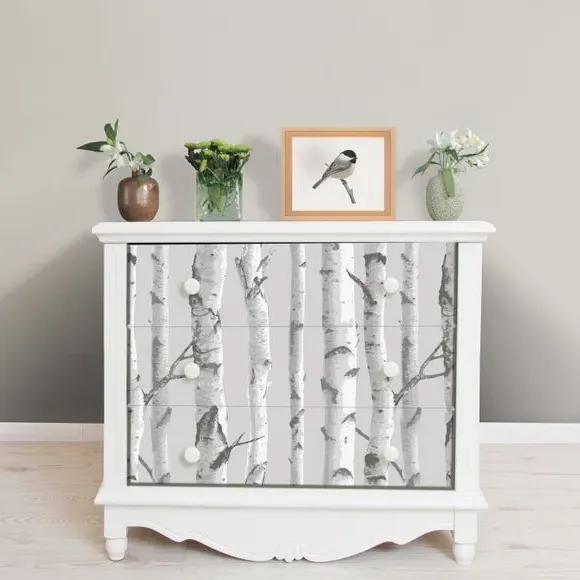 Self Adhesive Wallpaper - Grey, Mountain Birch