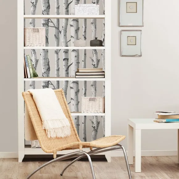 Self Adhesive Wallpaper - Grey, Mountain Birch image