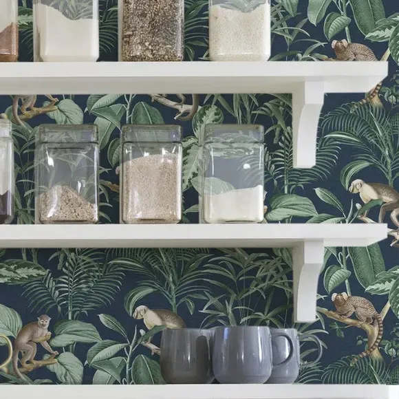 Self Adhesive Wallpaper Jungle Design - Navy