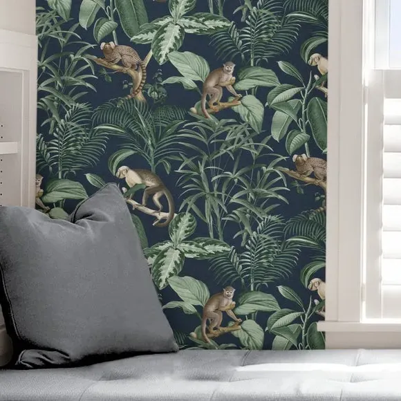 Self Adhesive Wallpaper Jungle Design - Navy