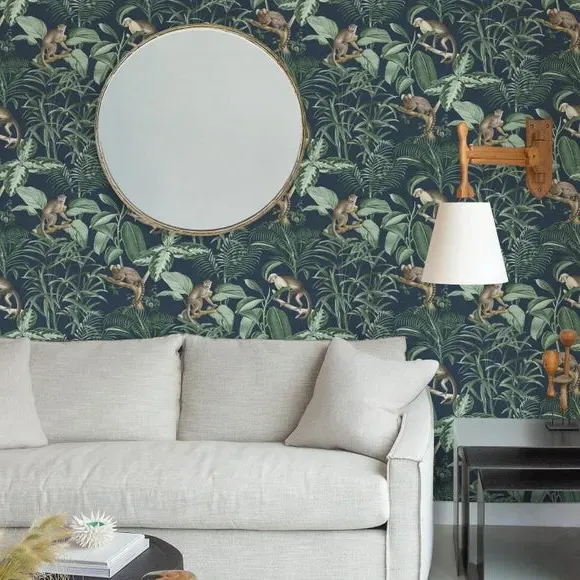Self Adhesive Wallpaper Jungle Design - Navy image