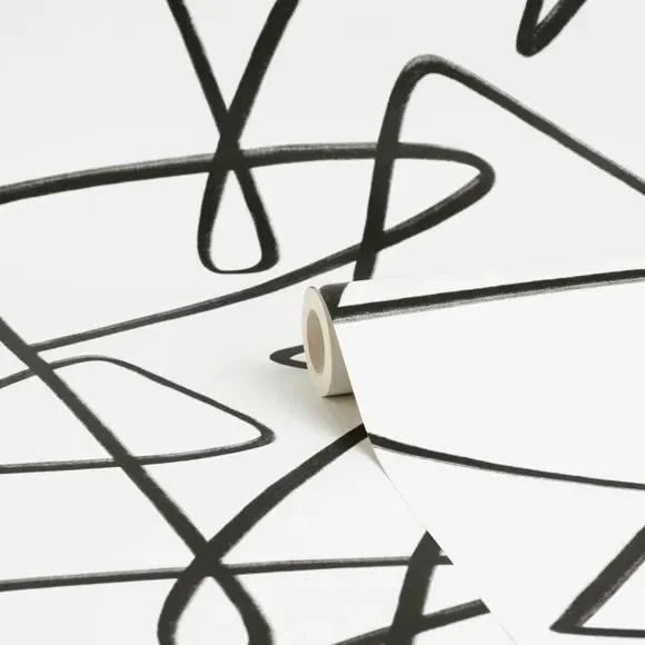 Self Adhesive Wallpaper Mono Curves - White