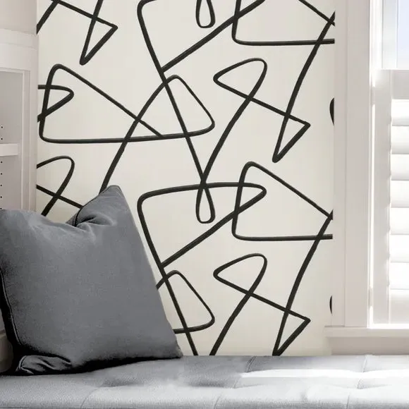Self Adhesive Wallpaper Mono Curves - White