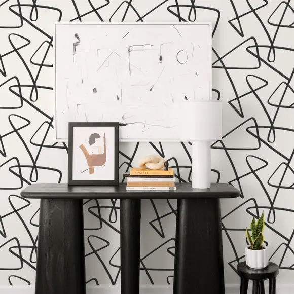 Self Adhesive Wallpaper Mono Curves - White image