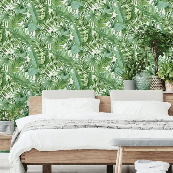 Self Adhesive Wallpaper Tropical Leaf - Green