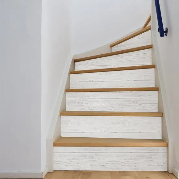 Self Adhesive Wallpaper - White, Wood Effect