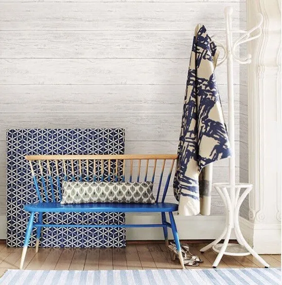 Self Adhesive Wallpaper - White, Wood Effect