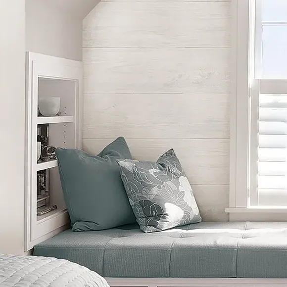 Self Adhesive Wallpaper - White, Wood Effect