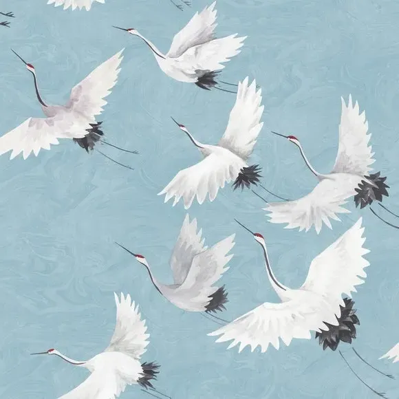 Self Adhesive Wallpaper with Heron - Blue
