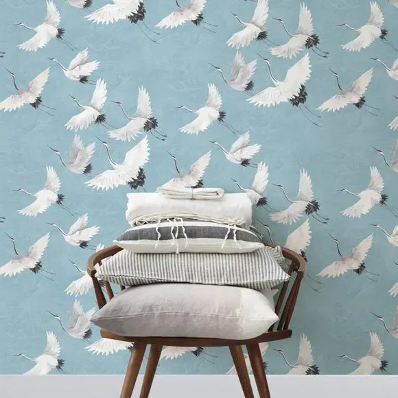Self Adhesive Wallpaper with Heron - Blue