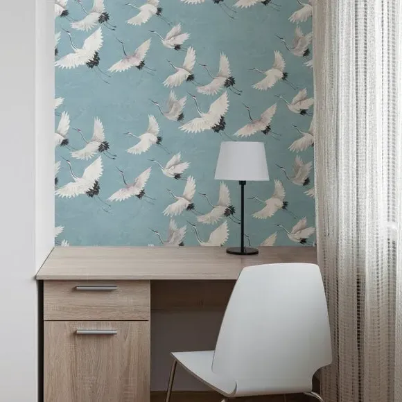 Self Adhesive Wallpaper with Heron - Blue