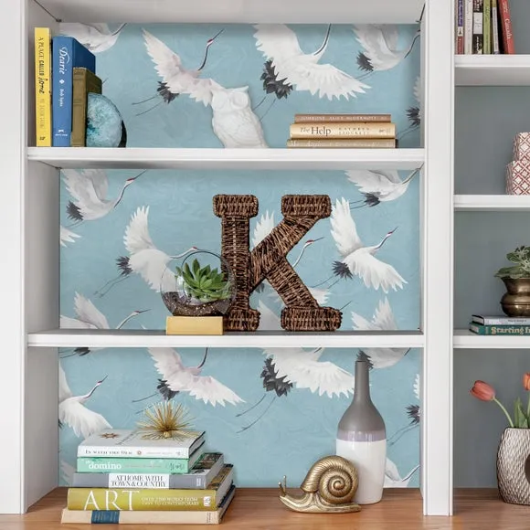 Self Adhesive Wallpaper with Heron - Blue