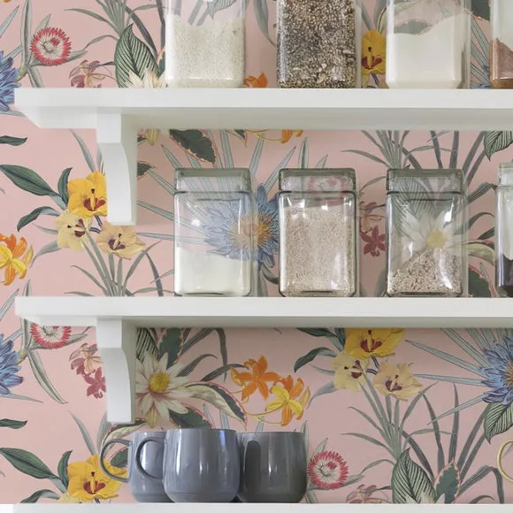 Tropical Floral Wallpaper Self Adhesive - Pink