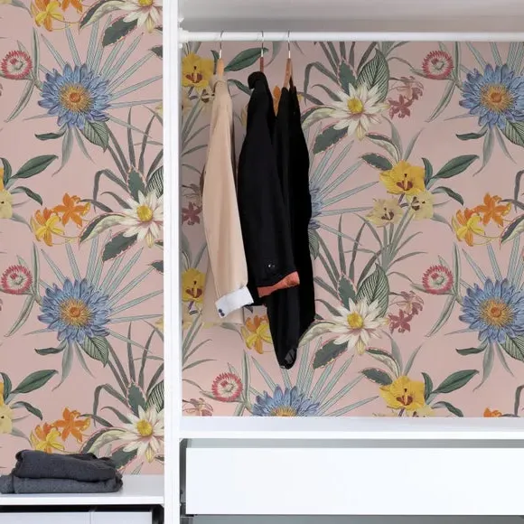 Tropical Floral Wallpaper Self Adhesive - Pink