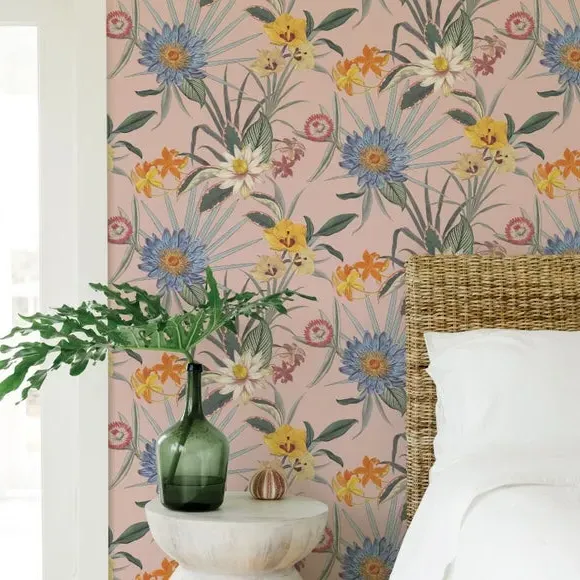 Tropical Floral Wallpaper Self Adhesive - Pink image