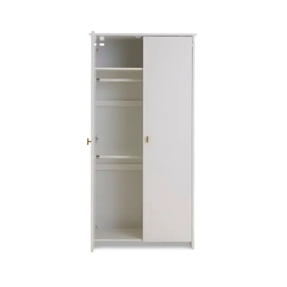 Double Wardrobe with Brass Handles - White