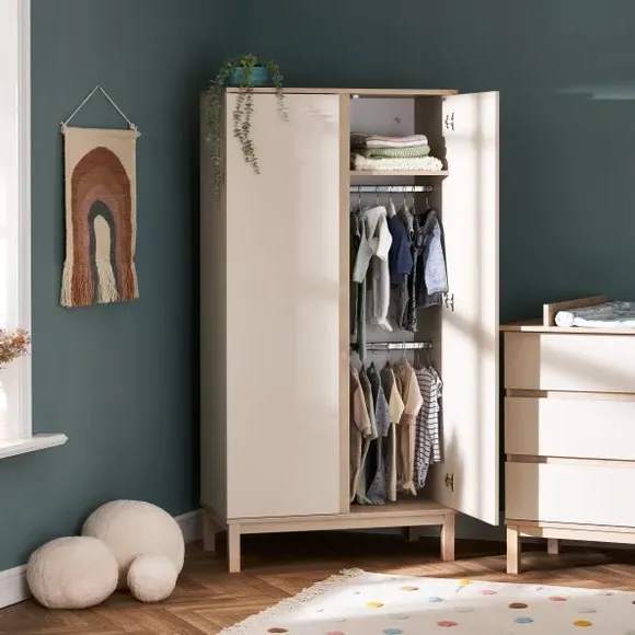 Double Wardrobe with No-Handle Doors - Satin
