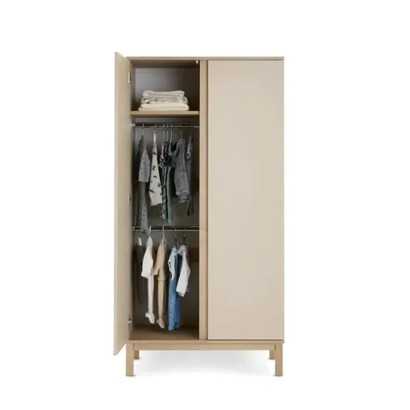 Double Wardrobe with No-Handle Doors - Satin