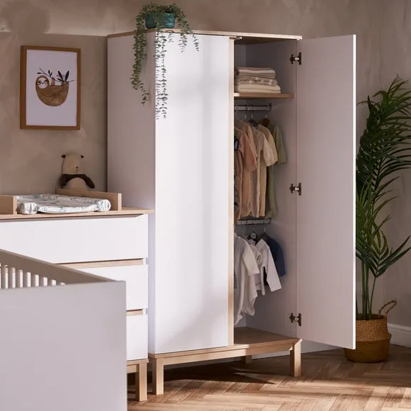 Double Wardrobe with No-Handle Doors - White