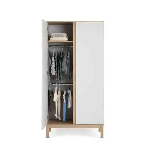 Double Wardrobe with No-Handle Doors - White