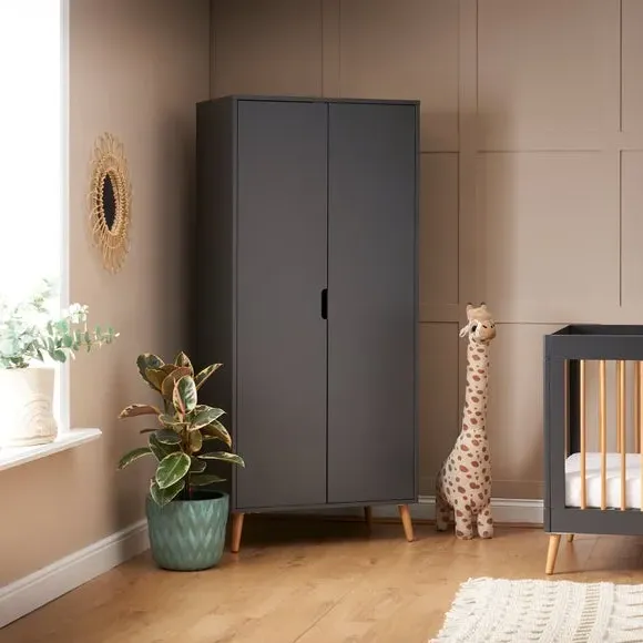 Double Wardrobe with Soft Close - Slate