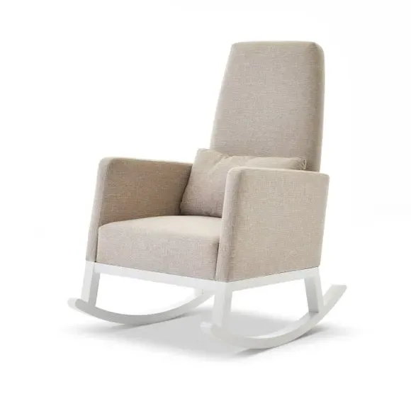 High Back Rocking Chair - Oatmeal, Solid Wood