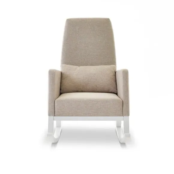 High Back Rocking Chair - Oatmeal, Solid Wood