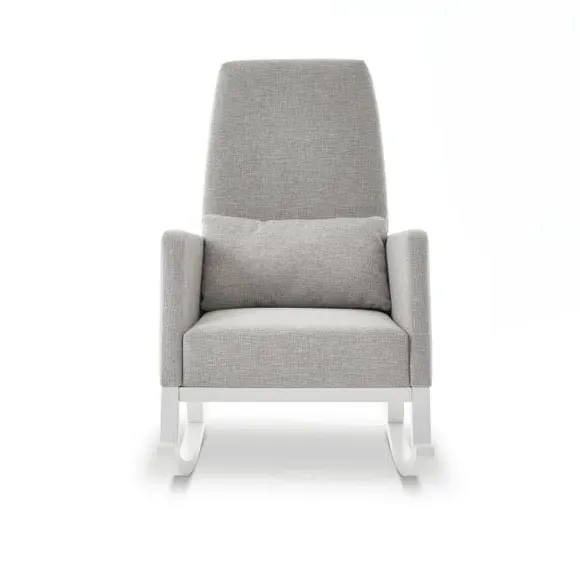 High Back Rocking Chair - Silver, Solid Wood