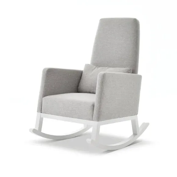 High Back Rocking Chair - Silver, Solid Wood