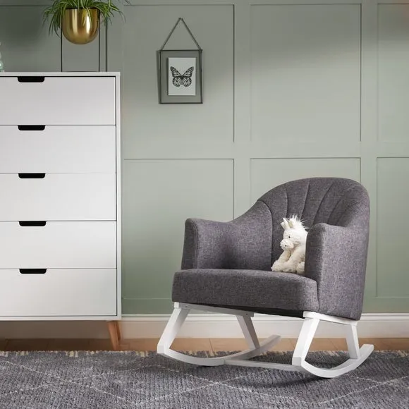 Round Back Rocking Chair - Dark Grey, Wood image
