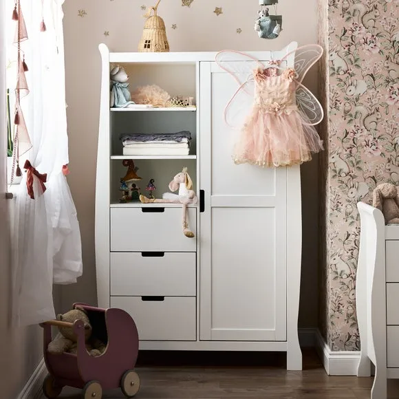 Single Door Wardrobe with Drawers - White