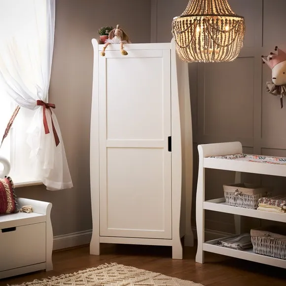 Single Door Wardrobe with Rails - White