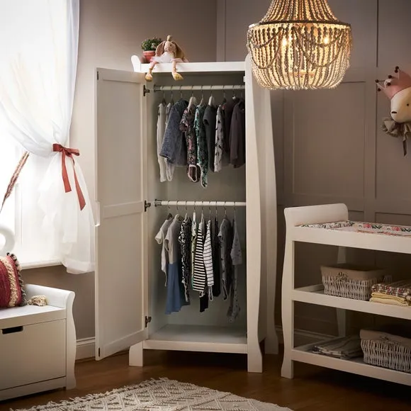 Single Door Wardrobe with Rails - White