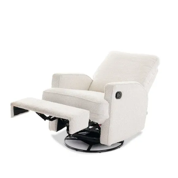 Swivel Glider Recliner Chair - Ivory, Boucle