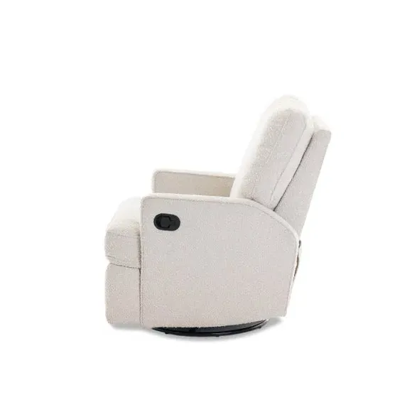 Swivel Glider Recliner Chair - Ivory, Boucle