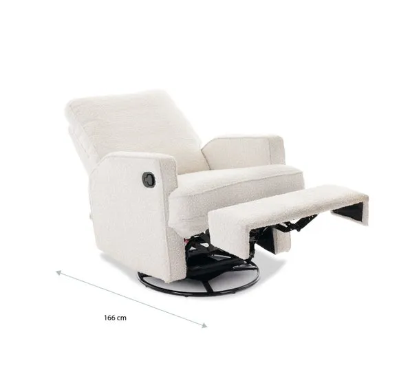 Swivel Glider Recliner Chair - Ivory, Boucle